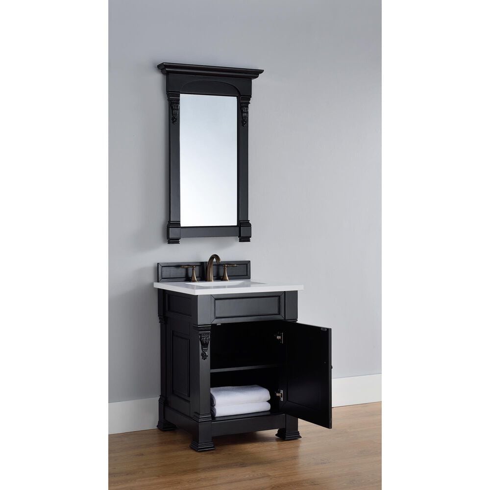 James Martin Vanities Brookfield 26&quot; Single Bathroom Vanity in Antique Black with 3 cm White Zeus Quartz Top and Rectangular Sink, , large