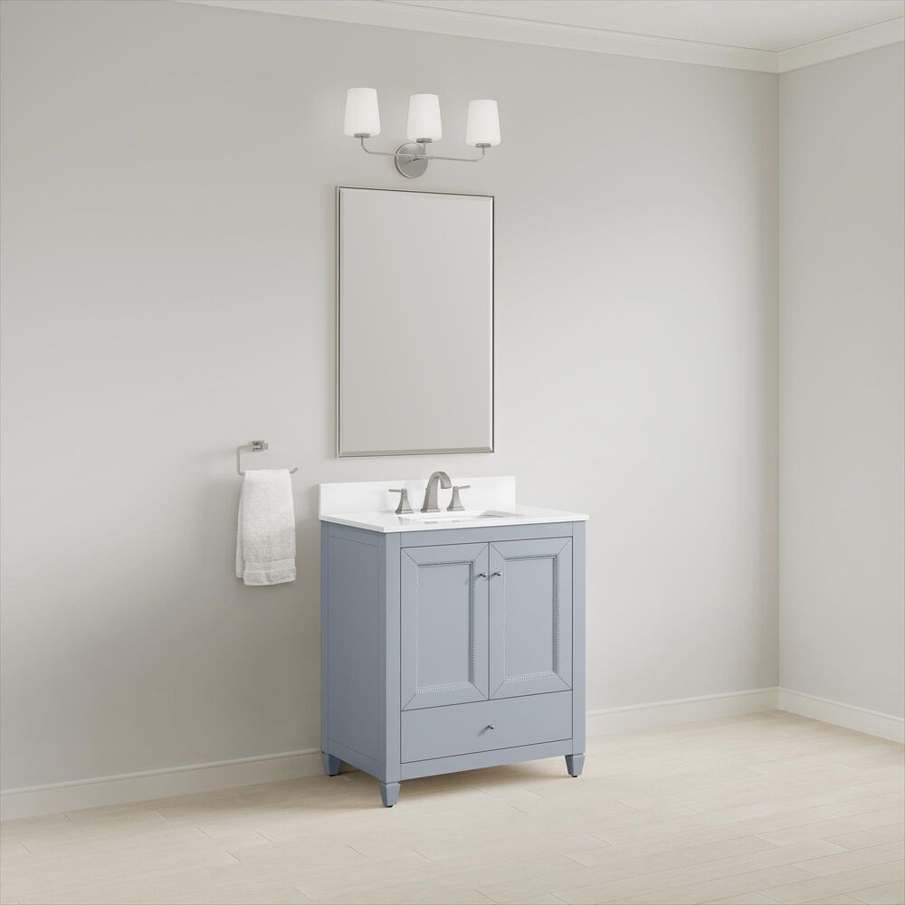 37B Claudine 30" Single Bathroom Vanity in Soft Blue with Glossy White Composite Stone Top and Backsplash, , large