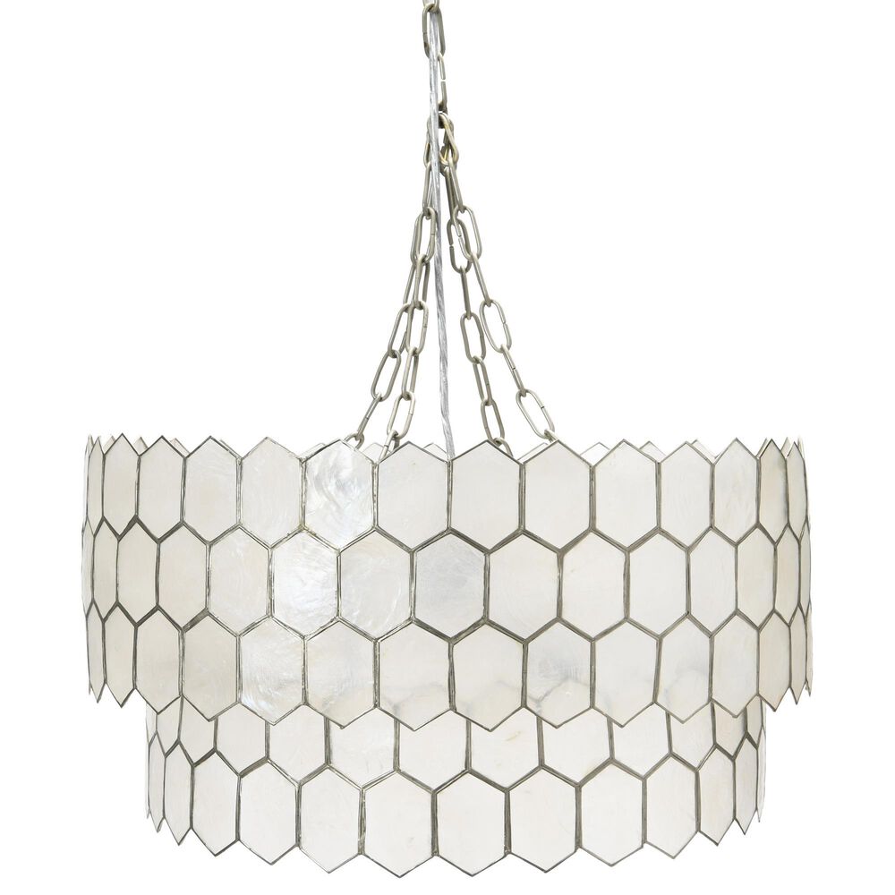 Creative Coop Carlisle 2-Tier Honeycomb Chandelier with Matte Silver Shade, , large