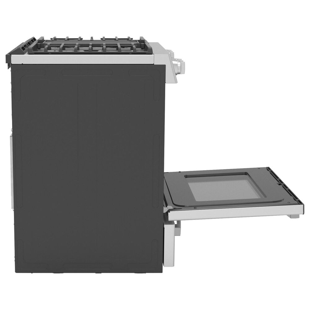 GE Profile 30" Dual Fuel SlideIn FrontControl Range in Fingerprint