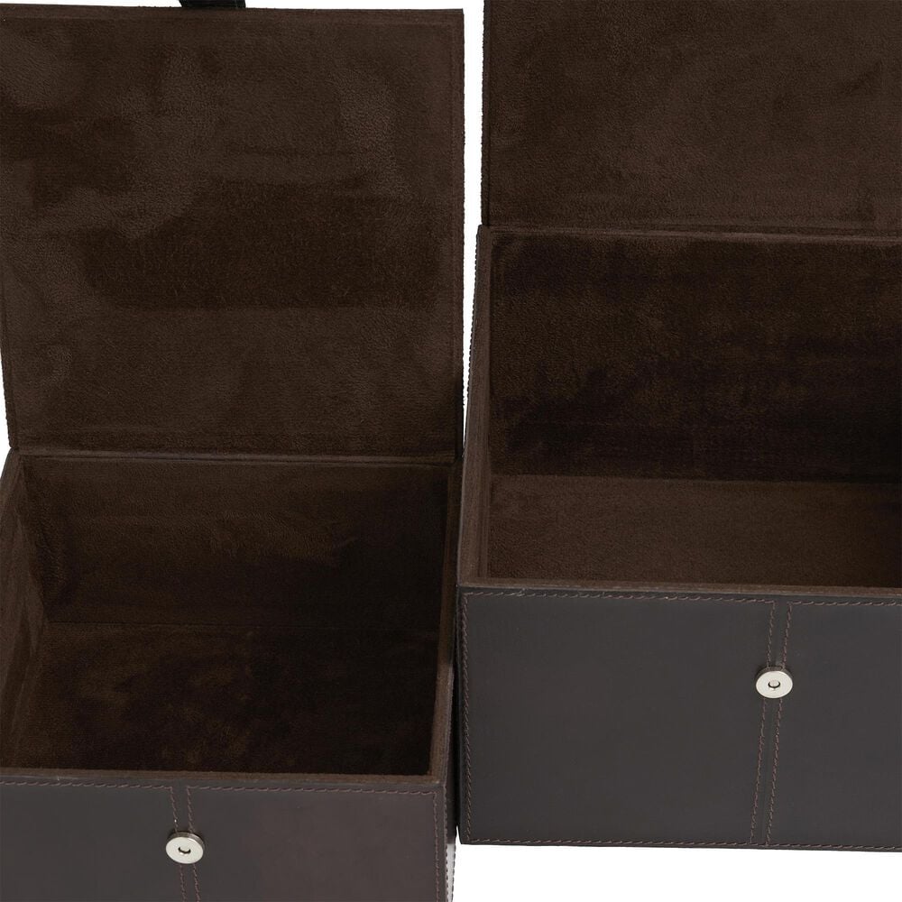 Maple and Jade 9.9&quot; 2-Piece Handmade Storage Decorative Box Set in Dark Brown, , large