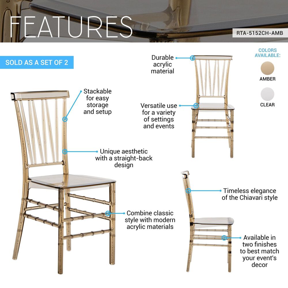 Rta Products Llc Chiavari Stackable Side Chair in Amber &#40;Set of 2&#41;, , large