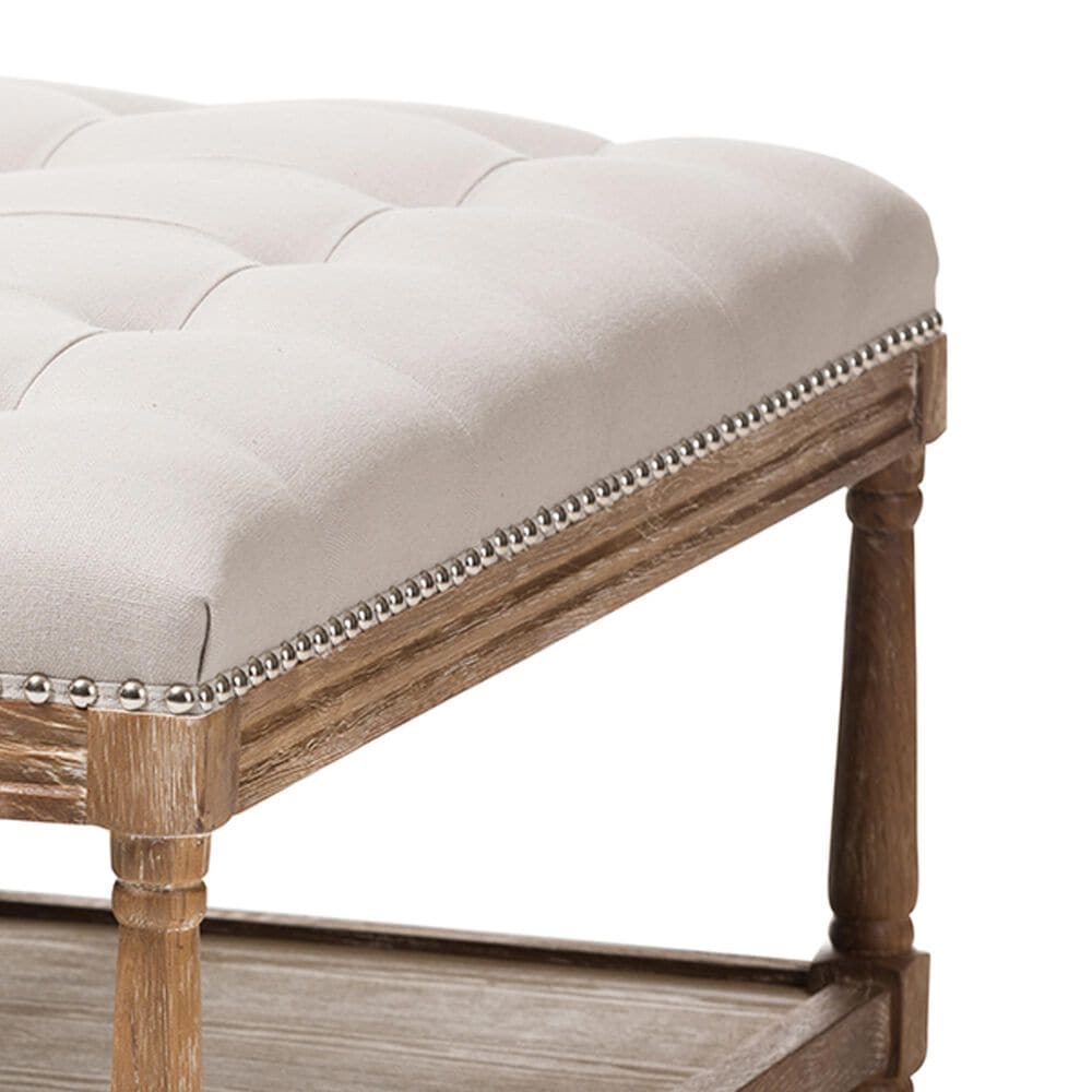 Baxton Studio Carlotta Square Ottoman in Beige, , large