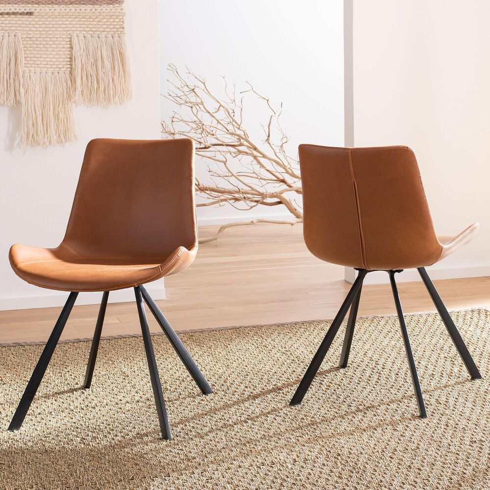 Safavieh Terra Accent Chair in Light Brown/Black (Set of 2), , large
