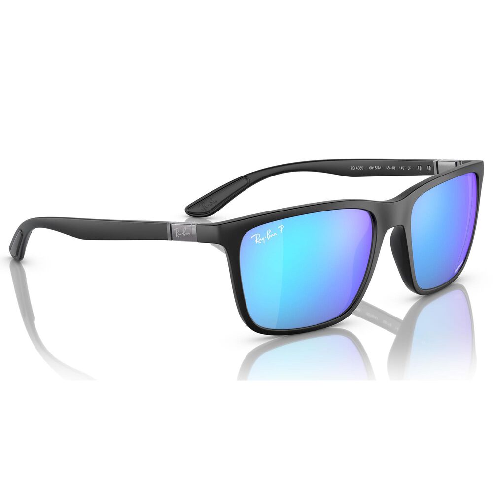 Ray-Ban Sunglasses with Green and Blue Lenses in Matte Black, , large