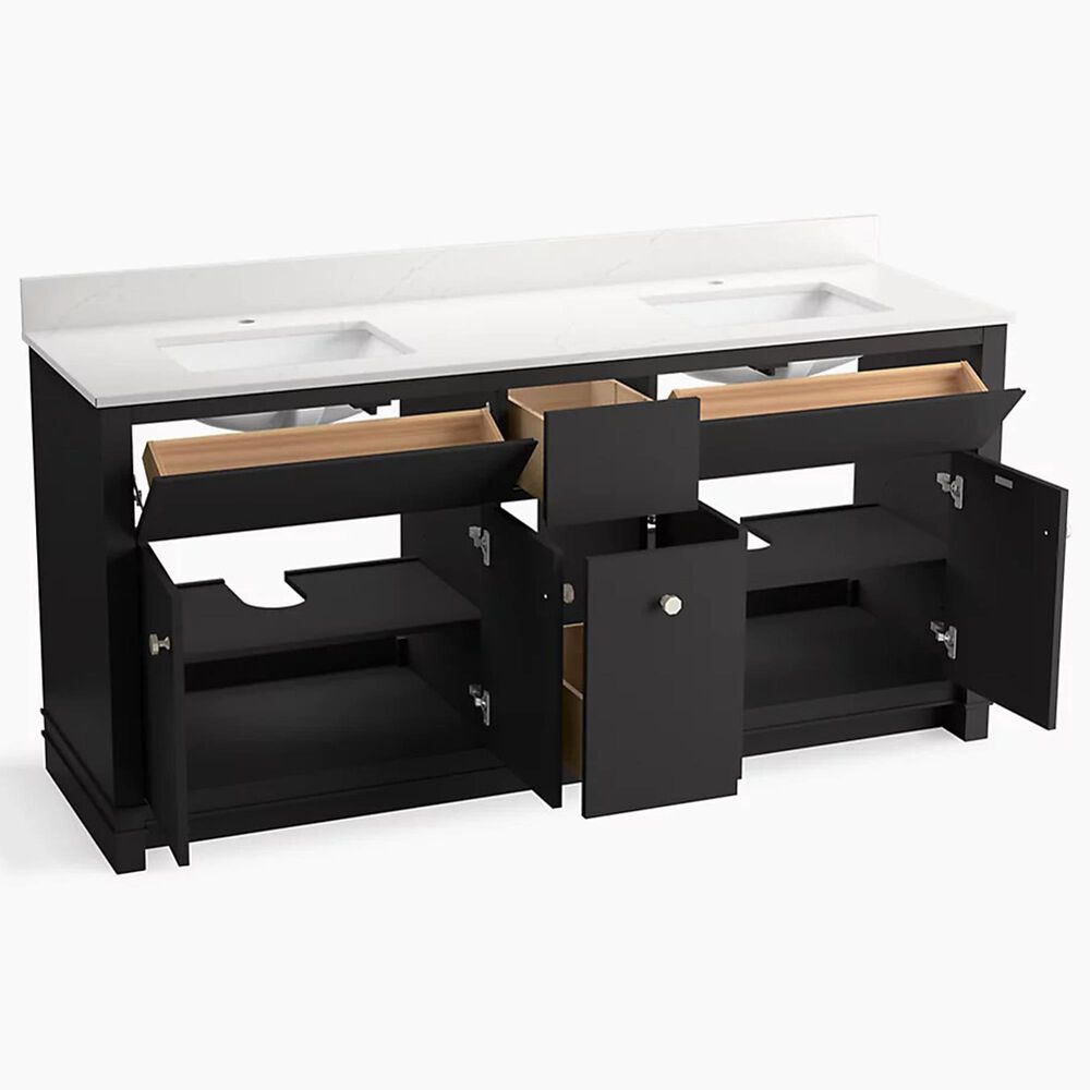 Kohler Alouette 72" Double Bathroom Vanity in Ferrous Grey with 2 cm White Quartz Top and Rectangular Sinks, , large