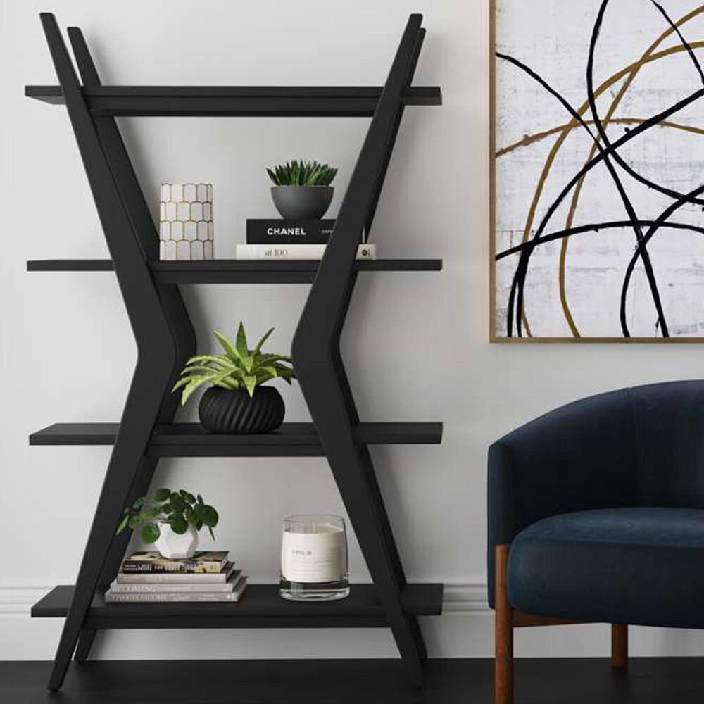 Bassett Mirror Company Stratton 4-Shelf Etagere in Black, , large