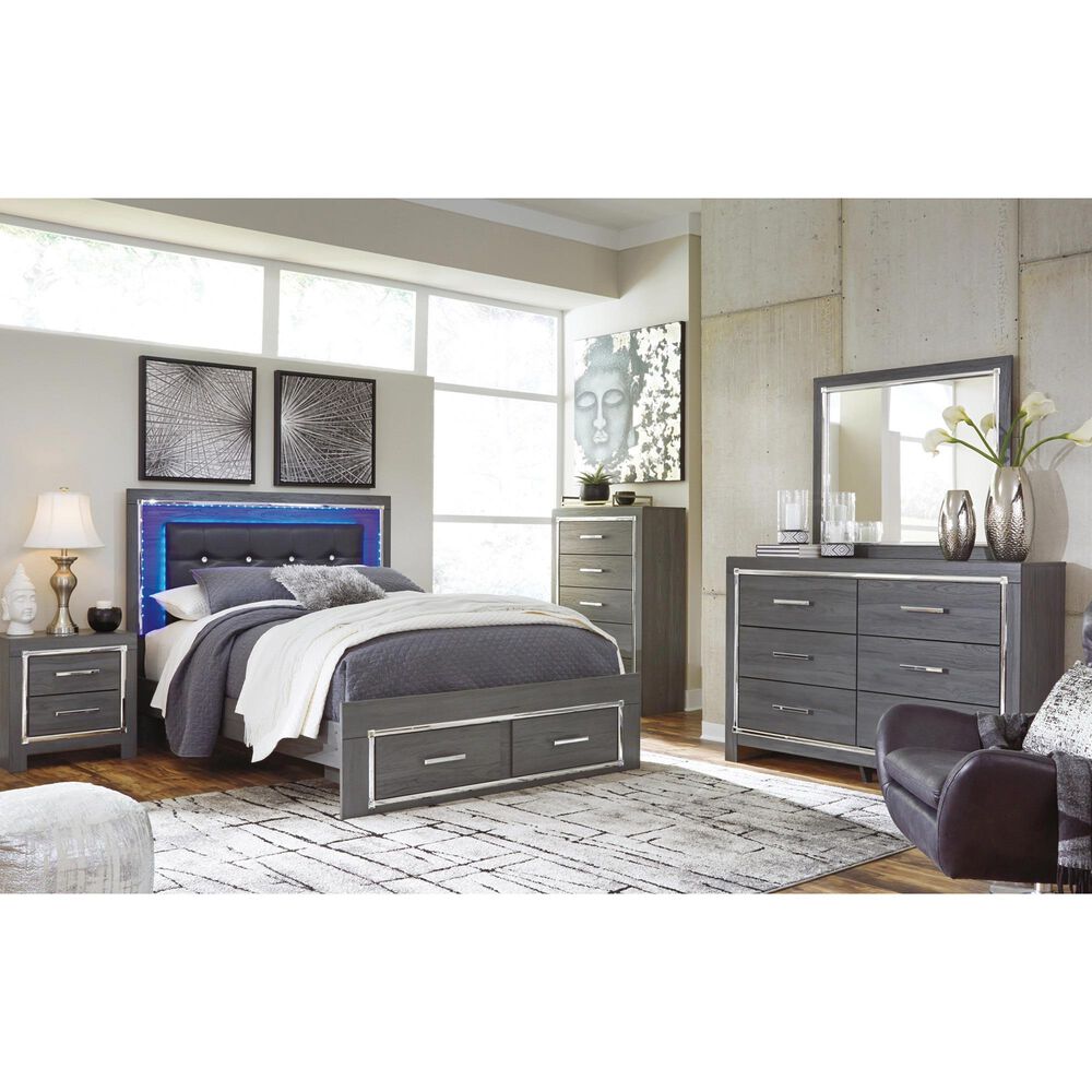 Ashley Lodanna Queen Panel Bed with 2 Storage Drawers in Gray, , large