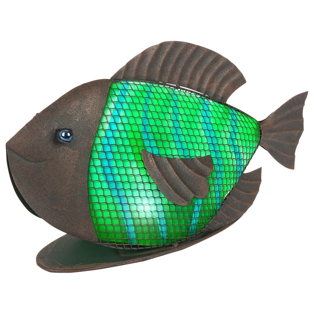 The Gerson Company 11&quot; Solar Meadow Fish in Brown, Blue and Green, , large