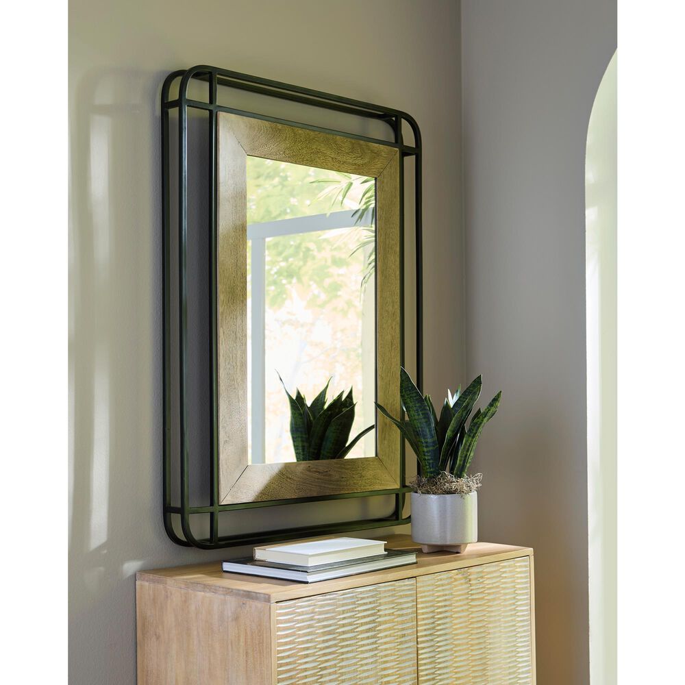 Ashley Beelman Accent Wall Mirror in Black and Brown, , large
