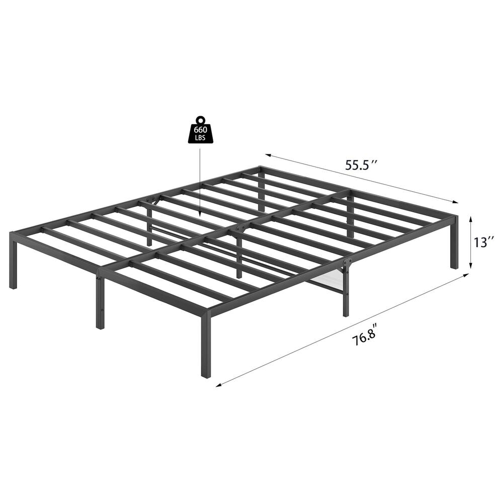 Hearth and Haven Full Metal Platform Bed Frame in Black, , large