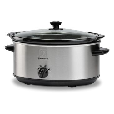 Toastmaster 7-Quart Oval Slow Cooker in Stainless Steel and Black, , large