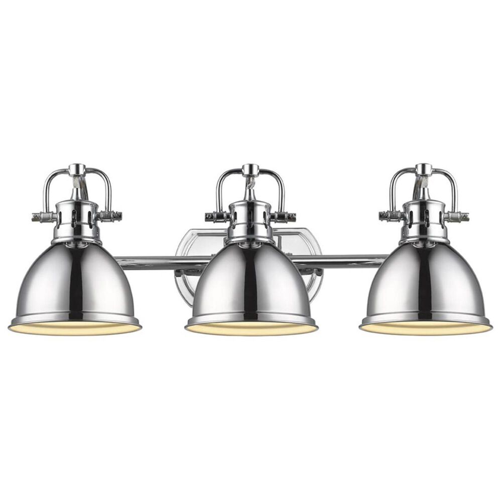 Golden Lighting Duncan 3-Light Bath Vanity in Chrome with Chrome Shades, , large