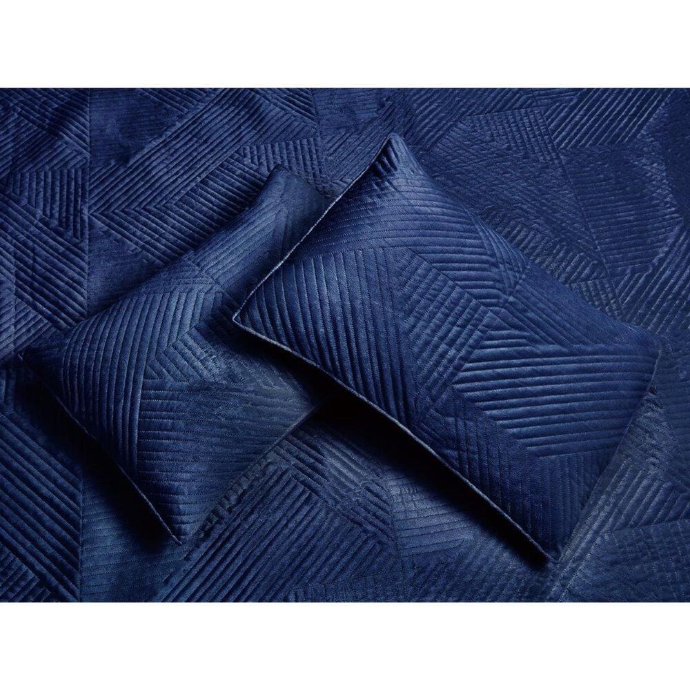 Duke Imports Virah Bella Micromink 3-Piece King Quilt Set in Striped Navy Weave, , large