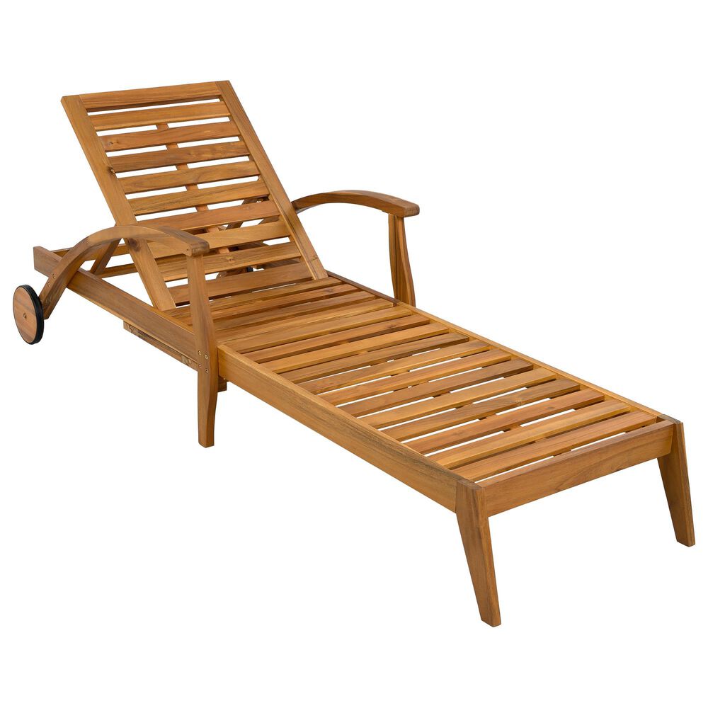 Hearth and Haven Outdoor Chaise Lounge with Armrest in Cream, , large