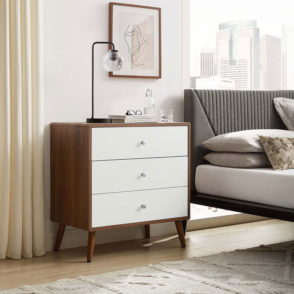 Modway Transmit 3-Drawer Chest in Walnut White, , large