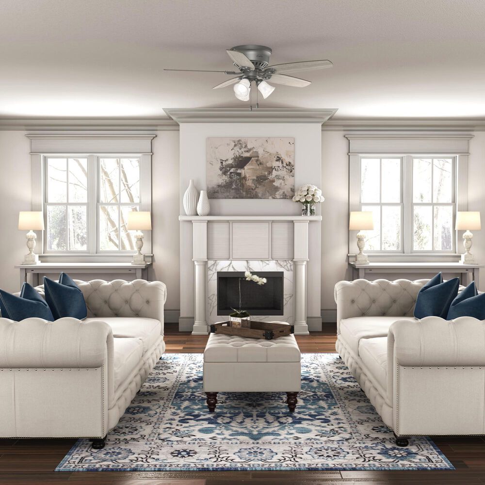 Hunter Builder Low Profile 52&quot; Ceiling Fan with Lights in Matte Silver, , large