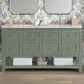 James Martin Vanities Breckenridge 60" Double Bathroom Vanity in Smokey Celadon with 3 cm Carrara White Marble Top and Rectangular Sinks, , large