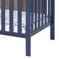 Hearth and Haven Connelly Mini Crib with Mattress Pad in Midnight Blue and Vintage Walnut, , large