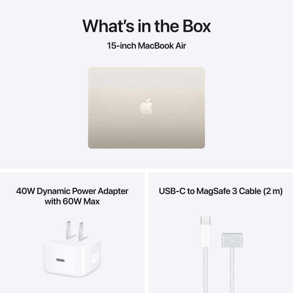 Apple 15" MacBook Air | Apple M5 chip - 10-Core CPU and 10-Core GPU - 16GB RAM - 512GB SSD in Starlight with 3-Year AppleCare+, , large