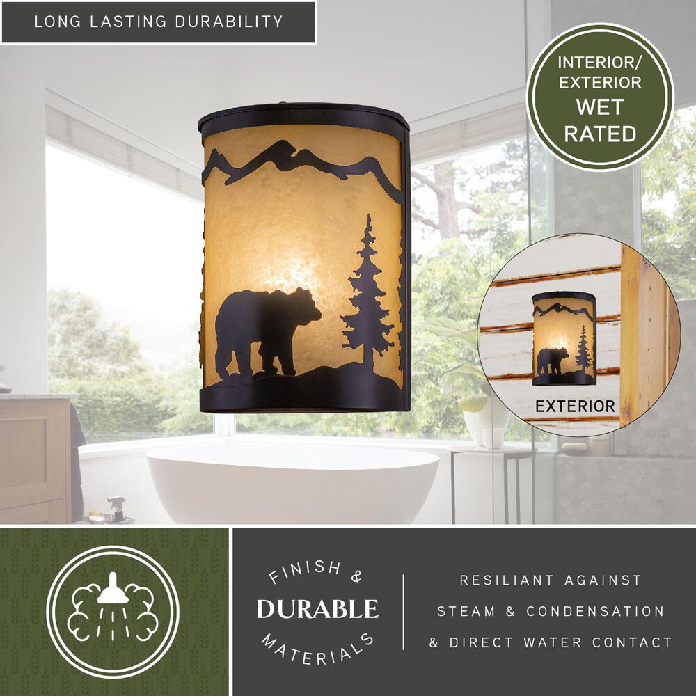 Vaxcel Bozeman 1-Light Bear Wall Sconce in Burnished Bronze, , large