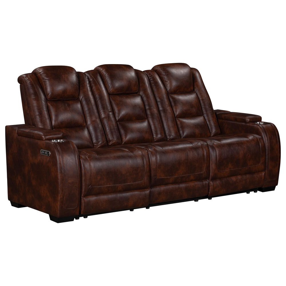 New Heritage Design Chester Power Reclining Sofa in Brown, , large