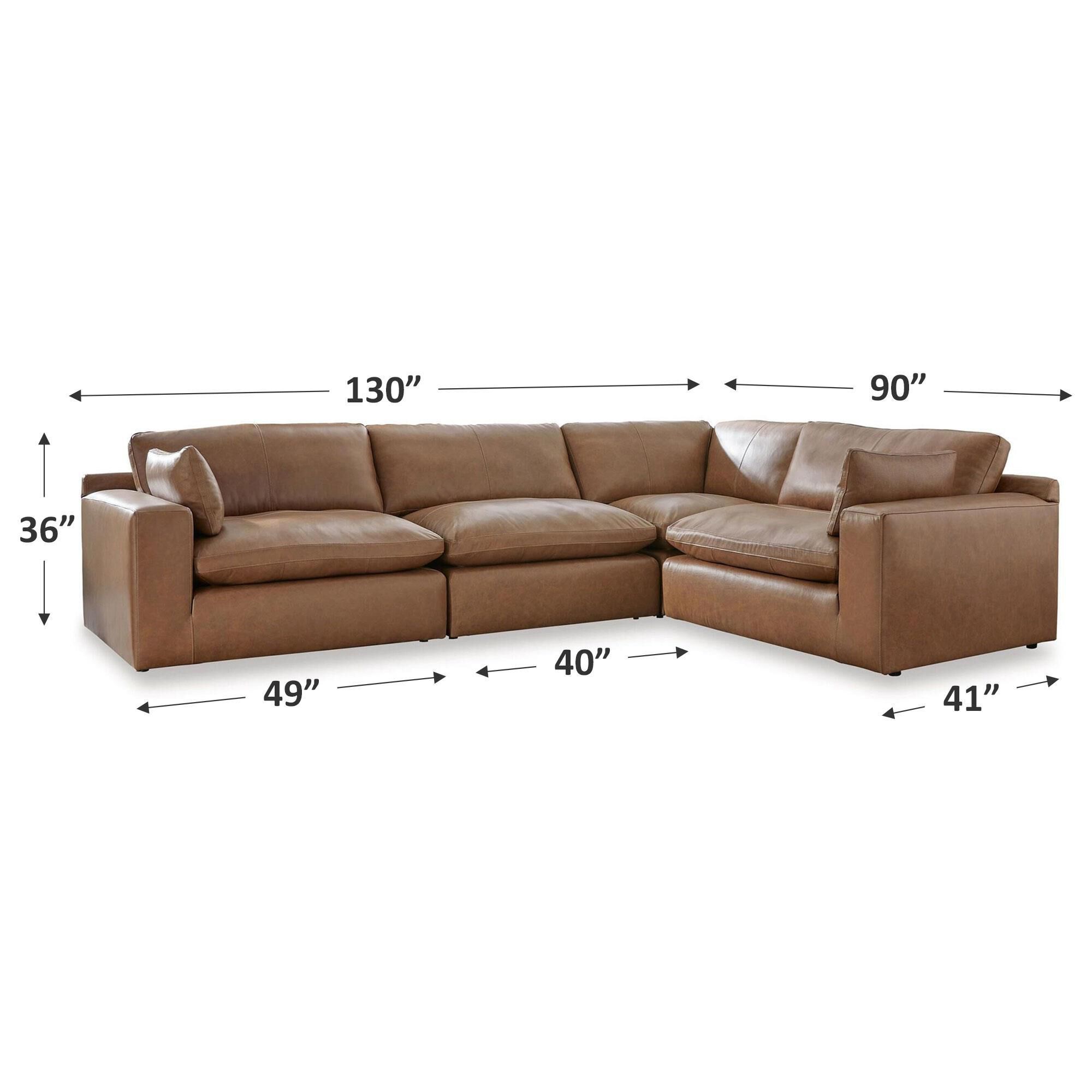 Ashley Emilia 4-Piece Stationary Reversible Sectional in Caramel