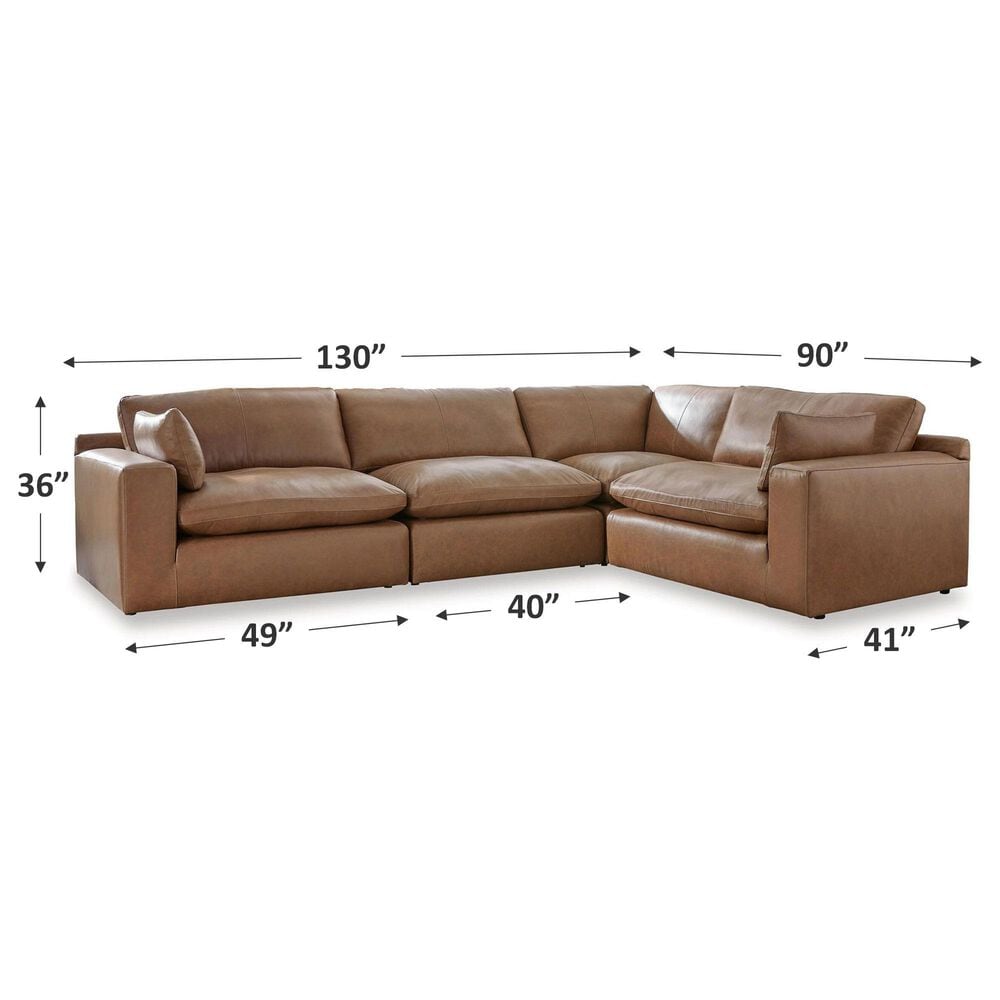 Ashley Emilia 4-Piece Stationary Reversible Sectional in Caramel, , large