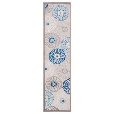 Safavieh Cabana CBN801F 2" x 8" Grey and Blue Indoor/Outdoor Area Performance Rug, , large