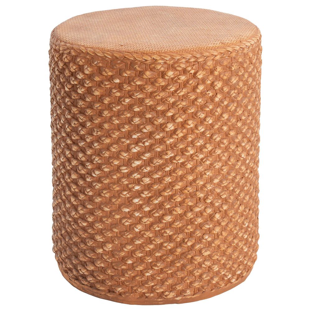 Hearth and Haven Evie Outdoor Round Side Table with Basket Weave Pattern in Brown, , large