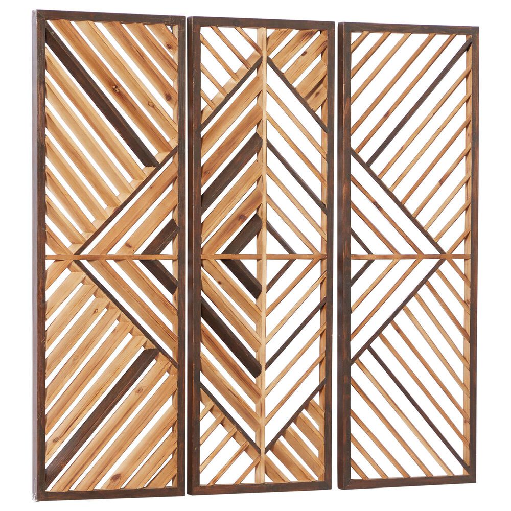 Maple and Jade 35&quot; x 12&quot; Wall Decor in Brown &#40;Set of 3&#41;, , large