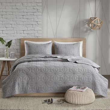 Hampton Park Caden 3-Piece Full/Queen Coverlet Set in Grey, , large