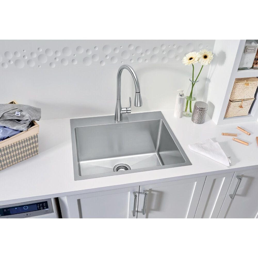 Blanco Quatrus 25&quot; R15 Dual Mount Laundry Sink in Refined Brushed, , large