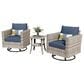 HOMLUX 3-Piece Outdoor Conversation Set in Denim Blue, , large