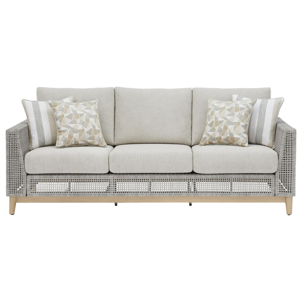 Ashley Seton Creek Stationary Patio Sofa in Gray, , large