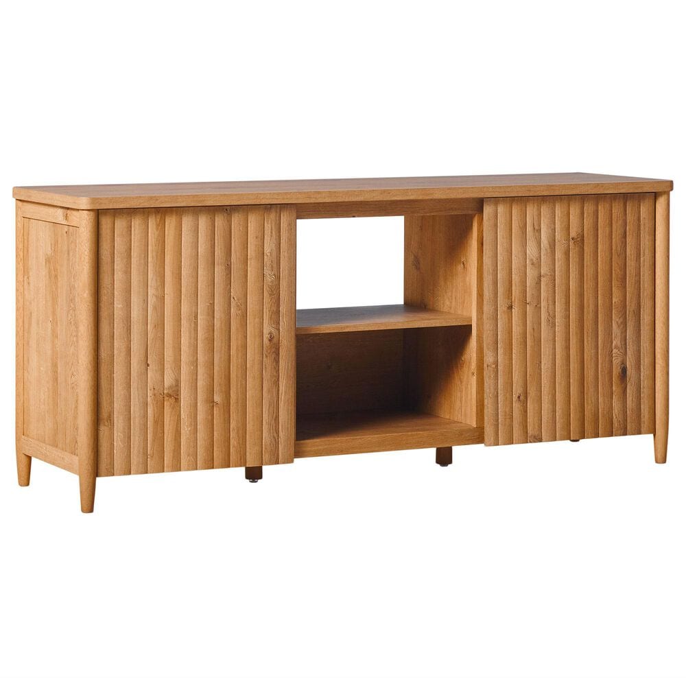 Walker Edison Flynn Scandinavian 58" TV Stand in English Oak, , large