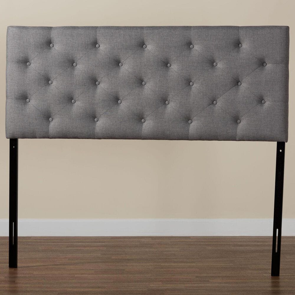 Baxton Studio Viviana Full Upholstered Headboard in Grey, , large