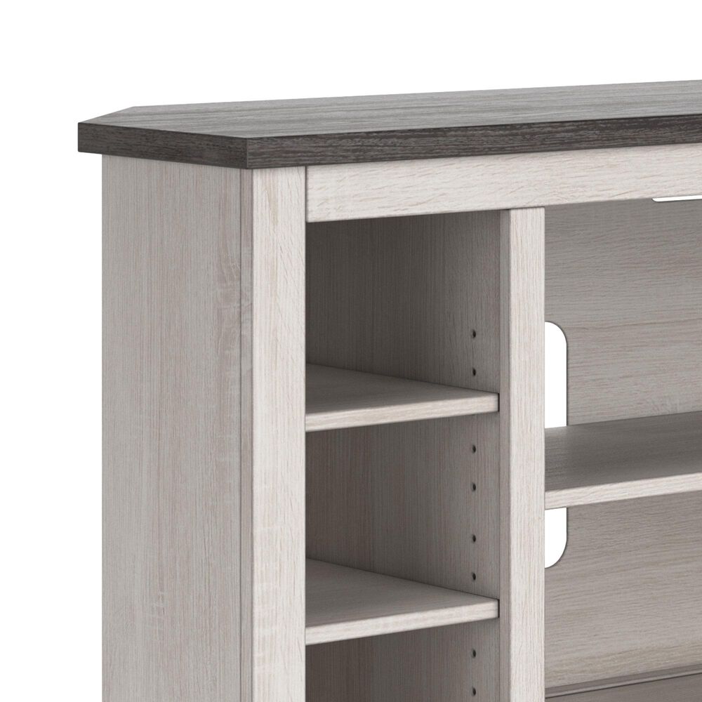 Ashley Dorrinson 48&quot; Corner TV Stand in Antiqued White and Gray, , large