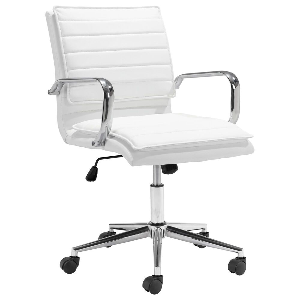 Zuo Modern Partner Office Chair in White and Chrome, , large