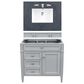 James Martin Vanities Brittany 36" Single Bathroom Vanity in Urban Gray with 3 cm Charcoal Soapstone Quartz Top and Rectangle Sink, , large