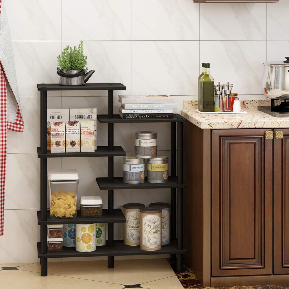 HOMLUX 6-Tier Accent Display Rack in Espresso and Black, , large