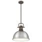 Golden Lighting Duncan 1-Light Pendant with Rod and Pewter Shade in Rubbed Bronze, , large