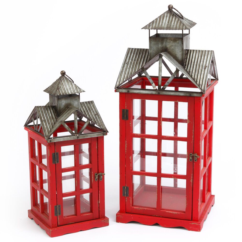 The Gerson Company 2-Piece Nesting Lantern Set in Red, , large