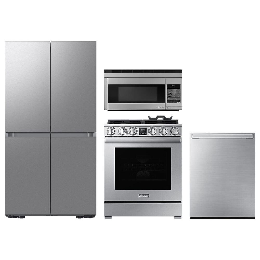 DACOR 5-Piece Set Kitchen Package with 36" Counter-Depth French Door Refrigerator and 30" Gas Range in Silver Stainless, , large