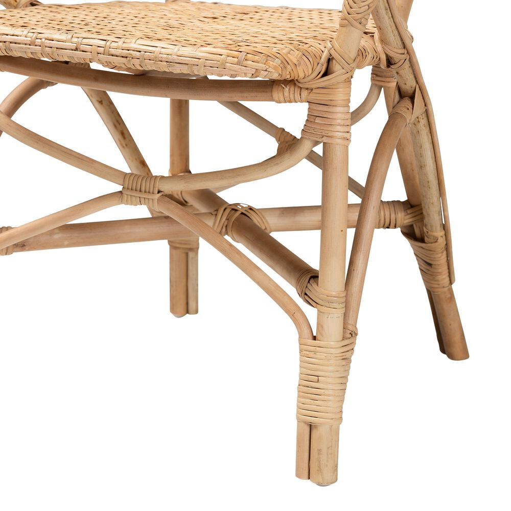 Baxton Studio Genna Arm Chair in Natural Brown, , large