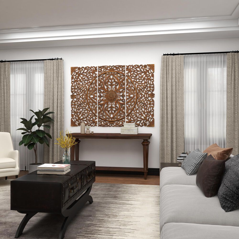 Maple and Jade 48&quot; x 16&quot; Traditional Wall Decor in Cinnamon Brown, , large