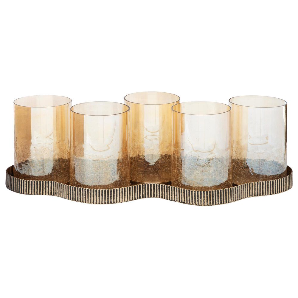 Ashley Evereton 6-Piece Candle Holder Set in Antique Gold, , large