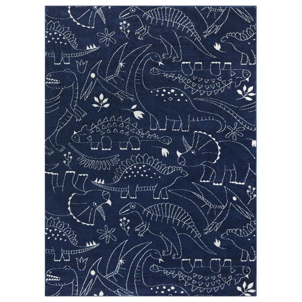Balta Rugs Parker Dinosaur 3"11" x 5"7" Navy Kids Area Rug, , large