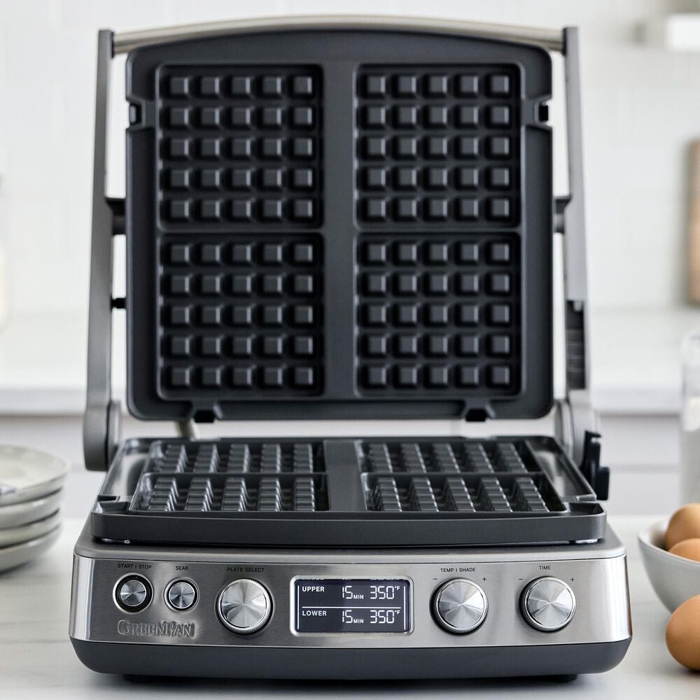 Green Pan Elite Waffle Plate for Contact Grill and Griddle in Grey (Set of 2), , large