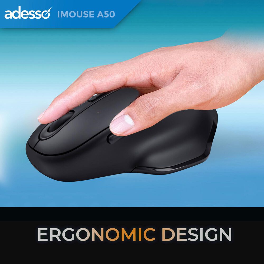 Adesso A50 Wireless Ergonomic Mouse with Copilot AI Hotkey in Black, , large